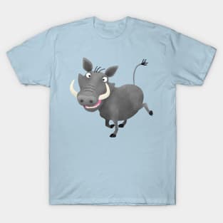 Funny african warthog pig cartoon illustration T-Shirt